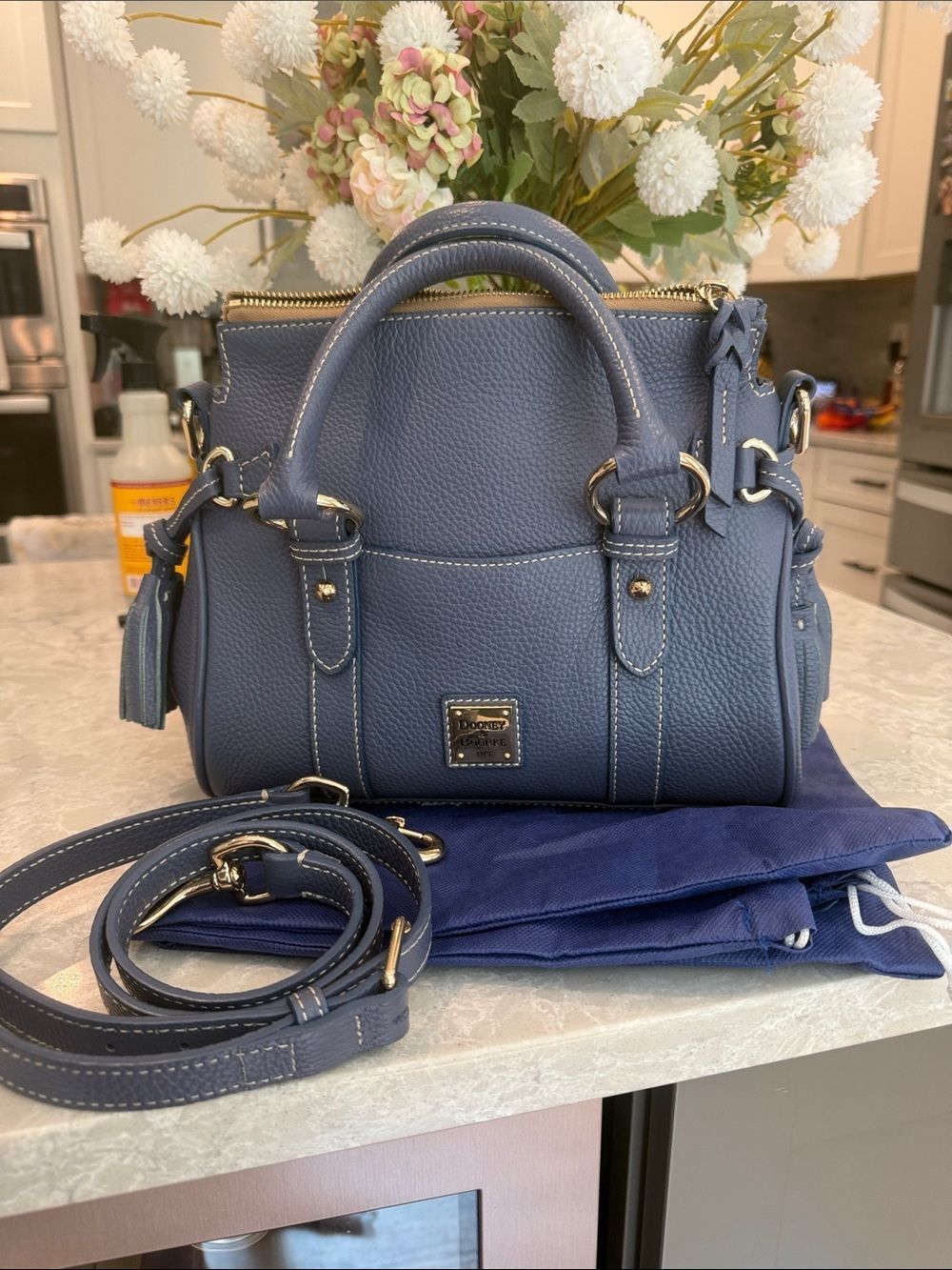 Dooney & Bourke Lucca Leather Satchel With Pocket in the shade Azure - Picture 1 of 9